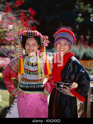 Hill Tribe Menschen / Lisu & Mong Stamm Frauen, Chiang Mai, Goldenes Dreieck, Thailand Stockfoto