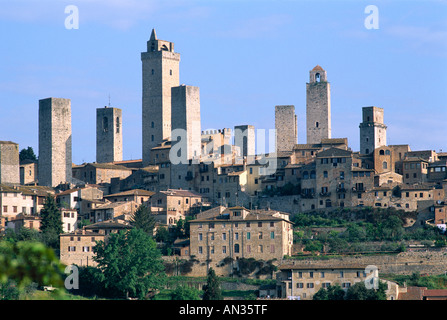 Mittelalterliche Stadt Skyline, San Gimignano, Toskana (Toscana), Italien Stockfoto