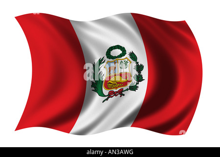 Flagge von Peru winken im Wind sehr hohe Auflösung native Format nicht auf Dimensionierung Stockfoto