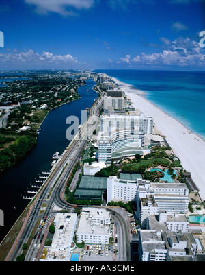 Skyline von Miami Beach / Antenne, Miami, Florida, USA Stockfoto