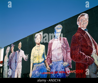 Hollywood / Wandbild der Hollywood Schauspieler, Los Angeles, Kalifornien, USA Stockfoto