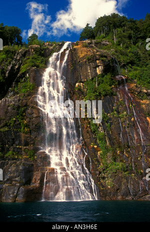 Wasserfall, Todos Los Santos See, Vicente Perez Rosales National Park, Anden, Anden Lake District, Lake District, Chile, Südamerika Stockfoto