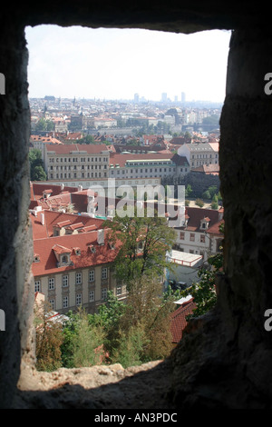 Blick über Prag von den Wänden der Prager Burg, Tschechische Republik Stockfoto