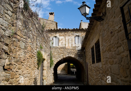 Traditionelle spanische Altstadt in Girona Spanien Stockfoto