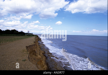 Ackerland in der Nähe der Nordsee in Covehithe in Suffolk die hält den britischen Rekord für Küstenerosion Stockfoto