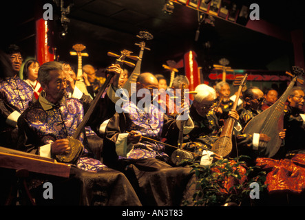 Traditionelle chinesische Musiker in Lijaing Yunnan Provinz china Stockfoto