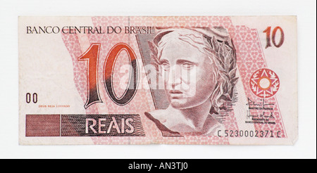 Brasilien 10 Reais echten Hinweis Stockfoto