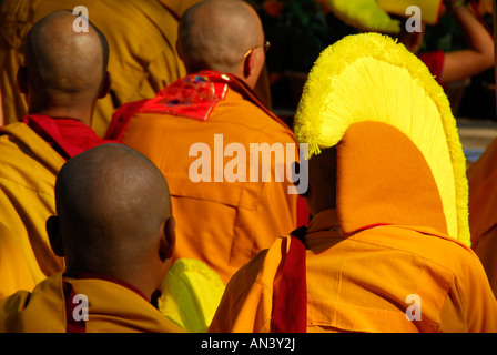 Mönche und Lamas im 2006 Kagyü Mönlam, Bodh Gaya, Indien Stockfoto