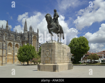 Portugal, Ribatejo Bezirk, Batalha, das Kloster von Santa Maria Da Vitoria, Statue, Nuno Alvares Pereira, Stockfoto