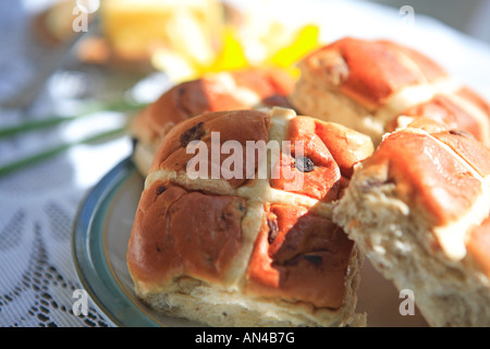 Brot, Hot Cross Bun Stockfoto