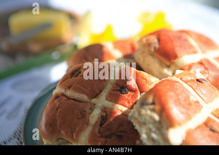 Brot, Hot Cross Bun Stockfoto