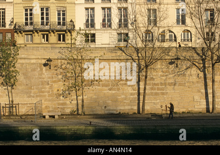 Wohnungen am Ufer der Seine in Paris Stockfoto