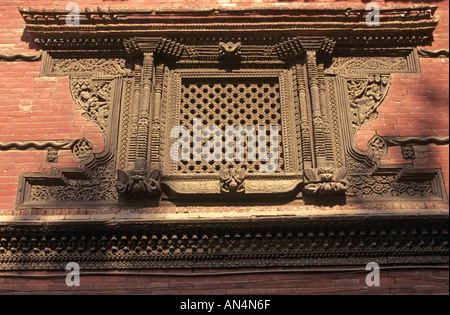 Alte Fenster der alten Haus, Kathmandu, Nepal Stockfoto