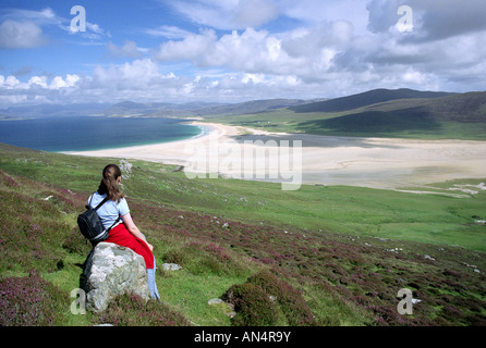 Blick vom Chaipavail in Richtung Scarista Strand Sommer Insel Harris westlichen Inseln Schottlands äußeren Hebriden Großbritannien gb Stockfoto