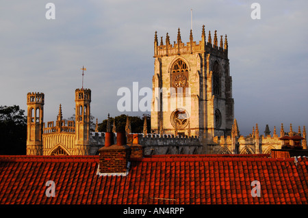 St. Mary Parish Kirche Beverley von hohem Niveau, Blick über Dächer Stockfoto