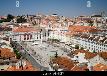 Rossio Platz Lissabon Portugal Stockfoto