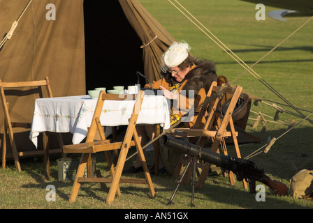 Eine Reenactment-Szene einer WW2-Fighter-Station / Zerstreuung Punkt - Shoreham Airshow 2007. Stockfoto