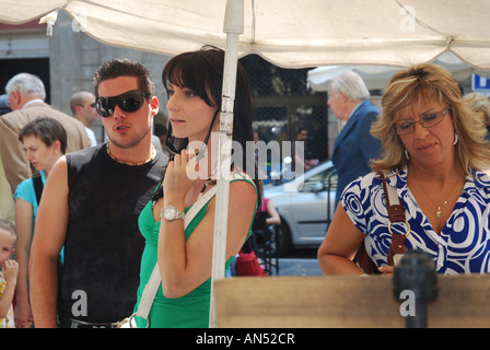 Touristen im Ramblas Barcelona Spanien Stockfoto