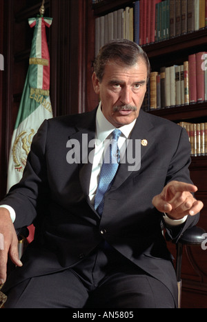 Präsident Vicente Fox Quesada während eines Interviews mit Time Magazine in der offiziellen Residenz des Los Pinos in Mexiko-Stadt Stockfoto