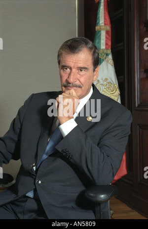 Präsident Vicente Fox Quesada während eines Interviews mit Time Magazine in der offiziellen Residenz des Los Pinos in Mexiko-Stadt Stockfoto