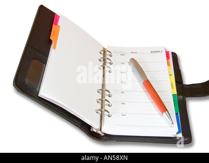 Offenen Notizbuch und einen Stift Stockfoto