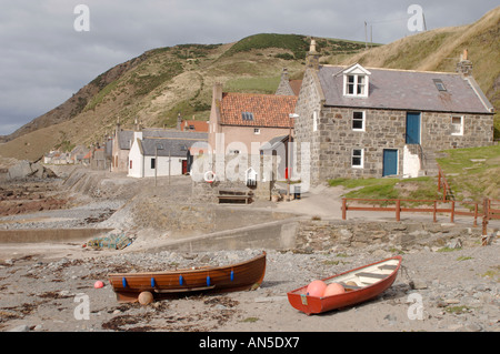 Crovie Gemeinschaft Dörfchen auf der Banffshire Küste westlich von Fraserburgh, Schottland.  XPL 3289-326 Stockfoto