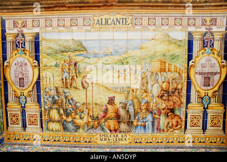 Glasierten Fliesen Darstellung Amilcar in Alicante, Spanien Platz oder Plaza de España Sevilla Provinz Andalusien Region Sevilla Stockfoto