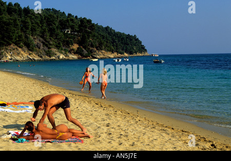 Griechenland Nördlichen Sporaden Skiathos Insel Vromolimnos Strand Stockfoto