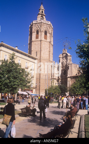 Plaza De La Reina und Kathedrale, Valencia, Costa Blanca, Spanien Stockfoto