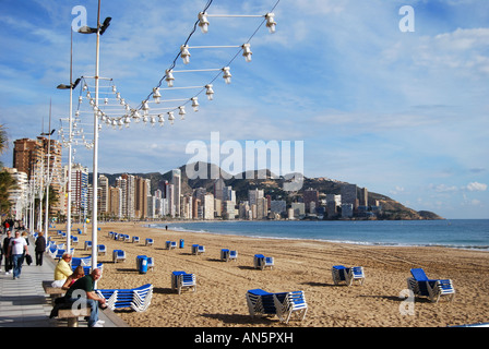 Playa de Levante, Benidorm, Costa Blanca, Provinz Alicante, Spanien Stockfoto