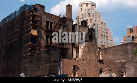 Skyline von Manhattan zeigt erste Stufen der Abriss Stockfoto