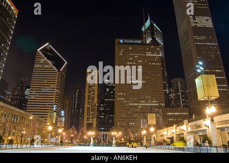 Chicago Illinois USA Downtown bei Nacht Winter Dezember 2006 Stockfoto