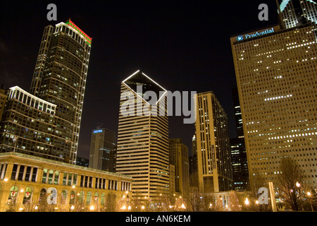 Chicago Illinois USA Downtown bei Nacht Winter Dezember 2006 Stockfoto