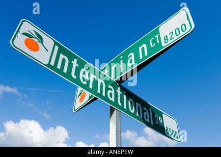 Straßenschild International Drive, Orlando, Florida, USA Stockfoto