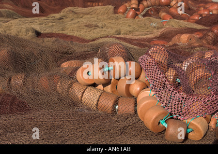 Nahaufnahme von Angeln, Netze, Alvor, Algarve, portugal Stockfoto