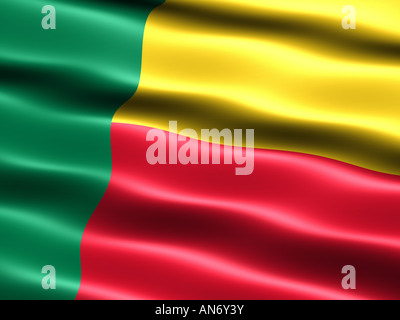 Flagge von Benin Computer generierte Abbildung mit seidig aussehen und Wellen Stockfoto