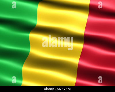 Flagge der Mali-Computer generiert Abbildung mit seidig aussehen und Wellen Stockfoto
