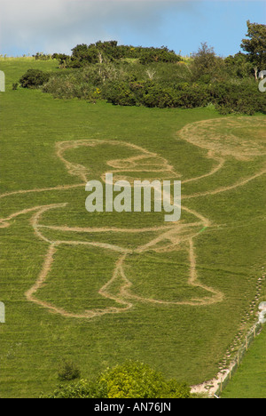 Homer Simpson in Dorset Hanglage (wo wohnt der Cerne Abbas Giant Carving). Stockfoto