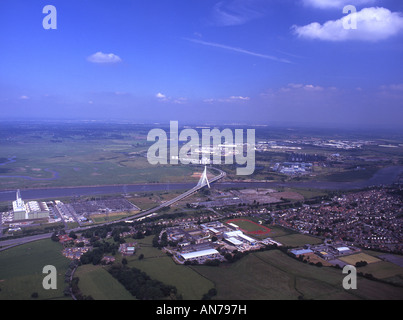 Luftbild von Dee Mündung und Brücke von walisischen Seite Flintshire North East Wales UK Stockfoto