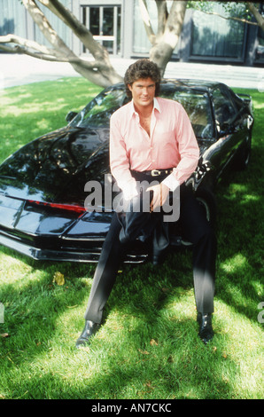 KNIGHT RIDER David Hasselhof mit seinem Auto KITT in der MCA/Universal-TV-Serie über 1982 Stockfoto