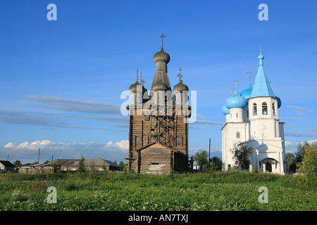 Hölzerne 1683 1688 Stein 1808 1827 Kirchen und Bell tower 1852 Zaostrovie Archangelsk Archangelsk Region Russland Stockfoto