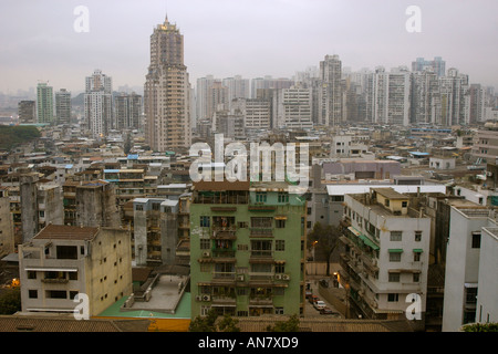 Alte Wohnhäuser in der ehemaligen portugiesischen Kolonie Macau China Stockfoto