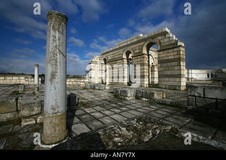 Die Ruinen der Basilika in Pliska, alten bulgarischen Hauptstadt, Bulgarien, Europa Stockfoto