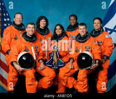 Space Shuttle Columbia Crew Foto STS-107 Oktober 2001 Stockfoto