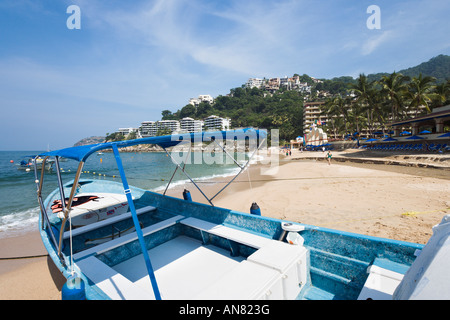 Strand vor Hotel Barcelo La Jolla de Mismaloya, Mismaloya, Puerto Vallarta, Jalisco, Pazifikküste, Mexiko Stockfoto