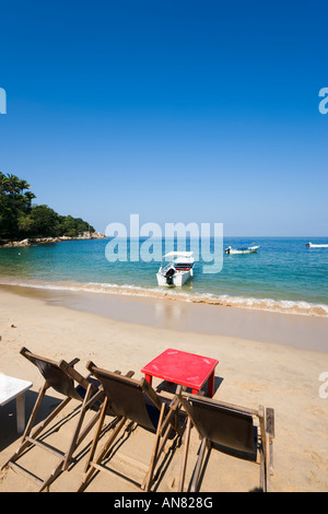 Strand vor Hotel Barcelo La Jolla de Mismaloya, Mismaloya, Puerto Vallarta, Jalisco, Pazifikküste, Mexiko Stockfoto