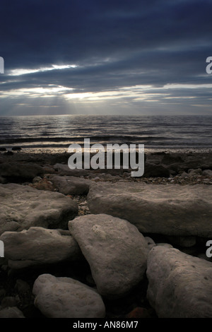 Sonnenuntergang über der Wäsche bei alten Hunstanton Stockfoto