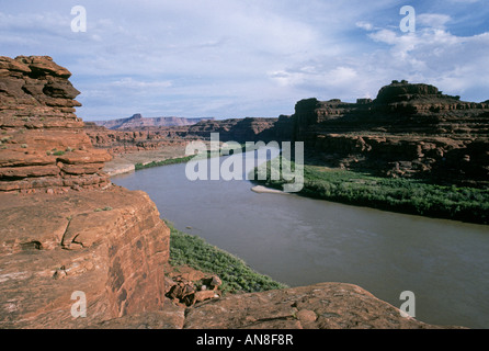 Ein Blick auf den Slickrock Canyons entlang dem Kolorado Fluß in Cataract Canyon Stockfoto