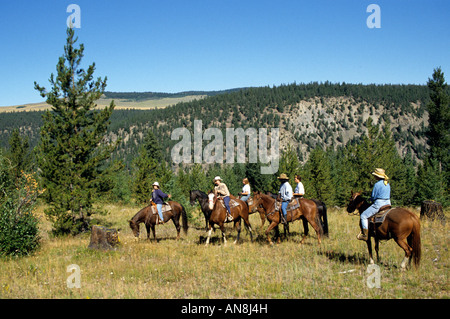 Reiten in Echo Valley Ranch & Spa, Clinton, British Columbia Kanada Stockfoto