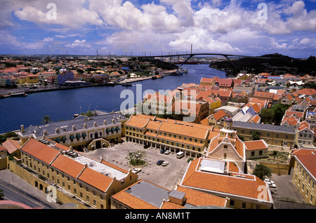 Luftaufnahme der Innenstadt von Willemstad Hauptstadt Curacao Niederländische Antillen Stockfoto
